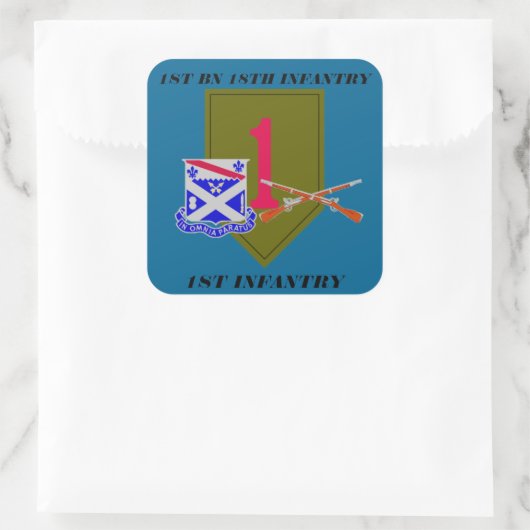 1. BATTALION 18. INFANTRIE 1. INFANTRIEBSSCHALTER QUADRATISCHER AUFKLEBER (Tasche)