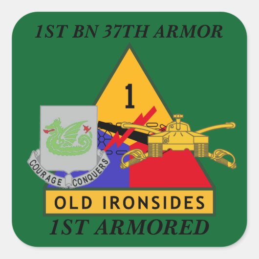 1. BATTALION 37. ARMOR 1. ARMORED STICKERS (Vorderseite)