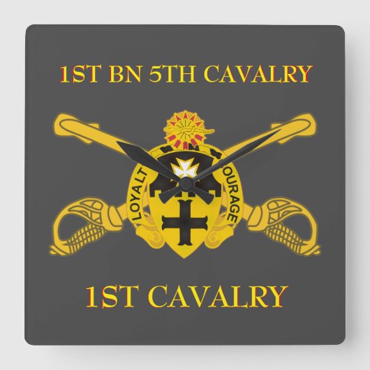 1. BATTALION 5. CAVALRY 1. CAVALRY CLOCK QUADRATISCHE WANDUHR (Vorderseite)