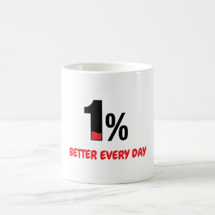 1% besser jeden Tag – Minimalistische Motivationsz Kaffeetasse