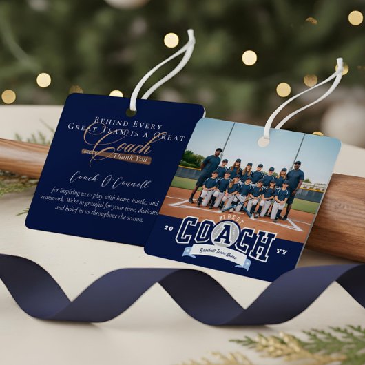 #1 Best Coach Baseball Team Photo Appreciation Ornament Aus Metall