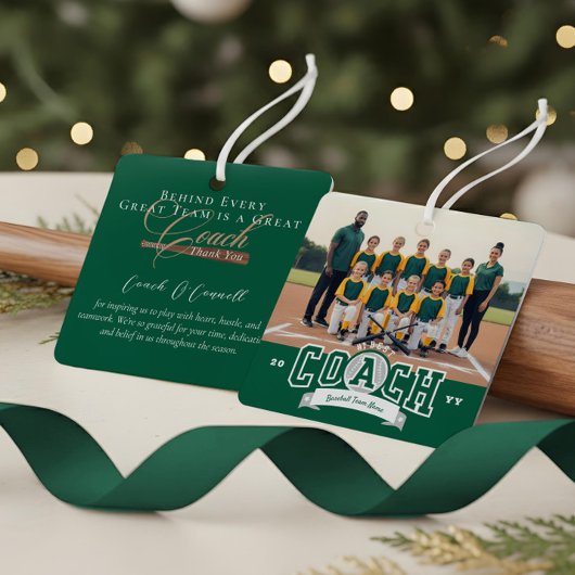 #1 Best Coach Baseball Team Photo Appreciation Ornament Aus Metall