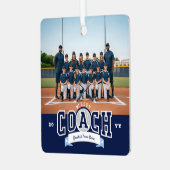 #1 Best Coach Baseball Team Photo Appreciation Ornament Aus Metall (Vorderseite links)