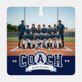 #1 Best Coach Baseball Team Photo Appreciation Ornament Aus Metall (Vorderseite)