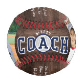 #1 Bestes Coach Foto Team Roster Keepake Woodgrain Baseball (Rückseite)