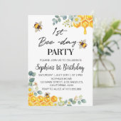 1. Bienentag Geburtstag Einladung Hummel Biene (Stehend Vorderseite)