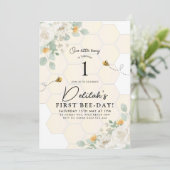 1. Bienentag Hummelmädchen Geburtstag Honig Blüte Einladung (Stehend Vorderseite)