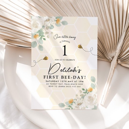 1. Bienentag Hummelmädchen Geburtstag Honig Blüte Einladung