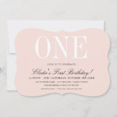 1. BIRTHDAD PARTY elegantes Baby Pink Girl ONE Einladung (Vorderseite)
