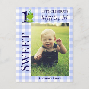1. Birthday Frosch Karierte Party Einladung Postkarte