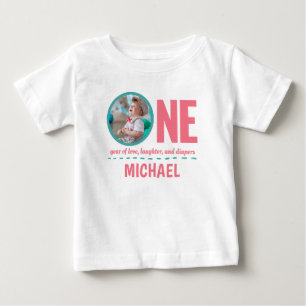 1. BIRTHTAG BABY SCHLIESST CUSTOM FOTO & TEXT T-SHIRT