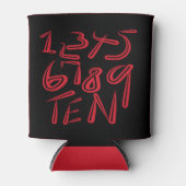 1 bis 10 Typografie in Rot auf Schwarz Muster Dosenkühler (Vorderseite)