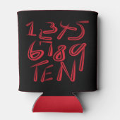 1 bis 10 Typografie in Rot auf Schwarz Muster Dosenkühler (Rückseite)