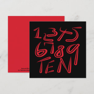 1 bis 10 Typografie in Rot auf Schwarz Muster Karte