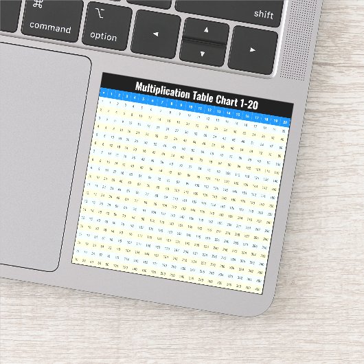 1 bis 20 Tabelle der Multiplikationszeitangaben Aufkleber (Detail)