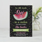 1. Black Green Watermelon Geburtstag Einladungen (Stehend Vorderseite)