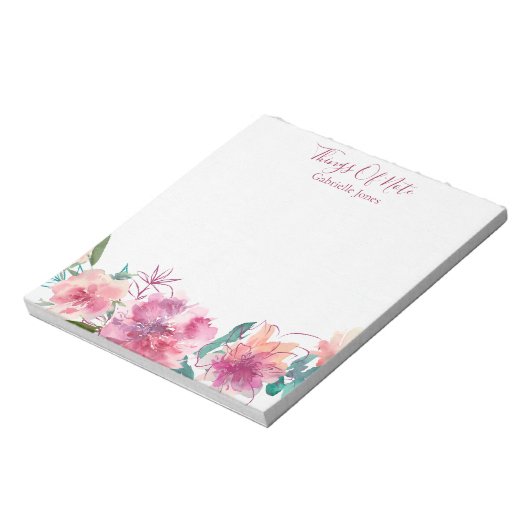1 Blatt mit Blumenschrift "Dinge mit Note" Notizblock (Rotiert)