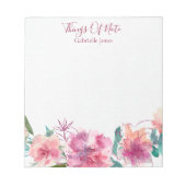 1 Blatt mit Blumenschrift "Dinge mit Note" Notizblock (Vorderseite)