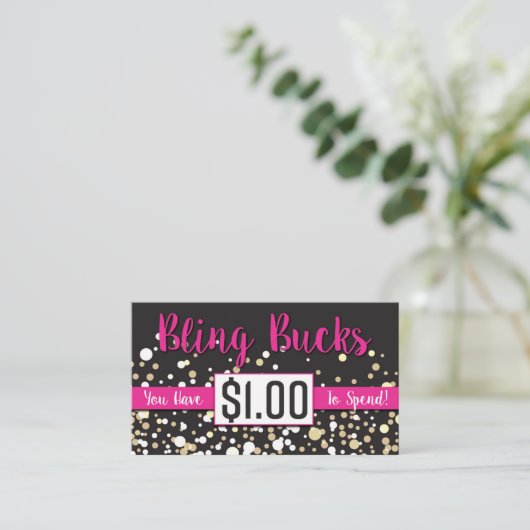 $1 Bling Dollars Rabattkarte (Stehend Vorderseite)