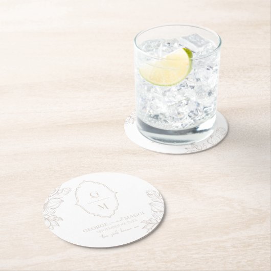 1. Briefe, Bräuche mit Magnolienlinie Art Runder Pappuntersetzer (Vor Ort)