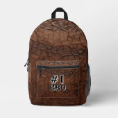 #1 Bro Leder-Look Bedruckter Rucksack (Vorderseite)