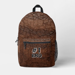 #1 Bro Leder-Look Bedruckter Rucksack