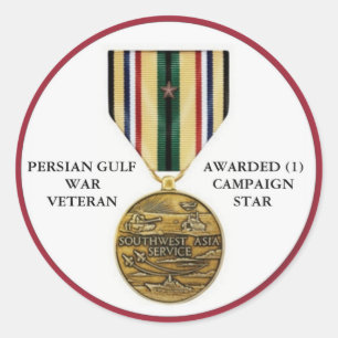 1 CAMPAIGING STAR PERSIAN GULF KRIEG VETERAN RUNDER AUFKLEBER