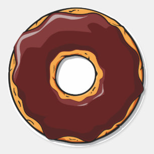 1 Cartoon Chocolate Donut Design Runder Aufkleber