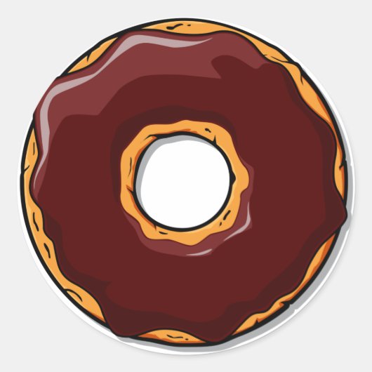 1 Cartoon Chocolate Donut Design Runder Aufkleber (Vorderseite)