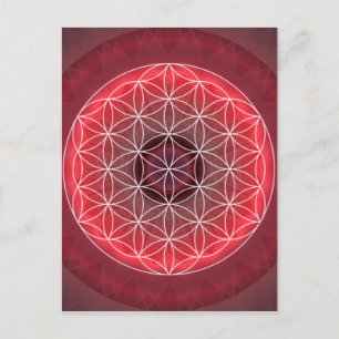 1 Chakra Blume des Lebens rot Postkarte