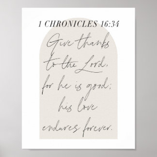 1 Chroniken 16:34 Script Beige Arch Poster
