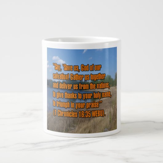 1 Chroniken 16:35 WEBU-Tasse Jumbo-Tasse (Vorderseite)