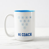 "#1 Coach" 10-Button Bowling Button Rack Layout Sk Zweifarbige Tasse (Links)