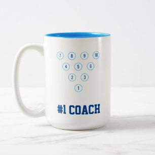 "#1 Coach" 10-Button Bowling Button Rack Layout Sk Zweifarbige Tasse
