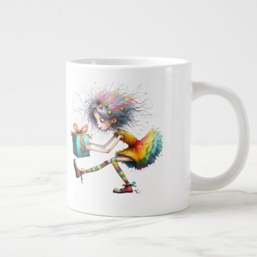 *  1 Colorful  Whimsical Christmas Girl  Gift AP97 Jumbo-Tasse (Rechts)