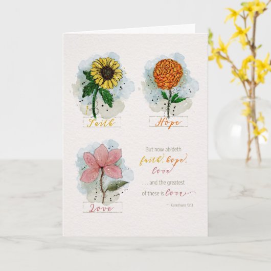 1 Cor 13:13 Best ist Liebe Karte (Gelbe Blume)