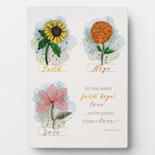 1 Cor 13:13 Best ist Liebe-Zeichen Fotoplatte (Vorderseite)