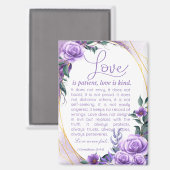 1 Cor 13:4-8 Liebe ist Patientenlavender Floral Magnet (Vorderseite/Rückseite)