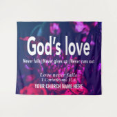 1 Cor 13:8 GOTTES LIEBE VERSAGE Kirche NIE Wandteppich (Vorderseite (Horizontal))
