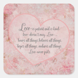 1 Cor 13 - Liebe ist Liebe des Patienten Kind Quadratischer Aufkleber