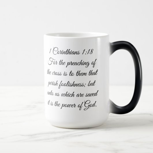1 Corinthians 1:18 Scripture Cross Mug Verwandlungstasse (Rechts)