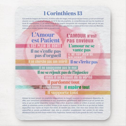 1 Corinthiens 13, Hymne à l’Amour Mousepad (Vorne)