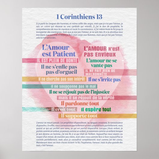 1 Corinthiens 13, Hymne à l’Amour Poster (Vorne)