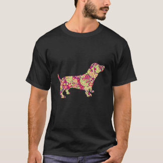1 Dackelmädchen-Lustiger Dackel Hippie-Hunde Liebh T-Shirt