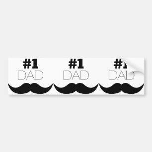 #1 Dad Black Mustache - Number One Autoaufkleber