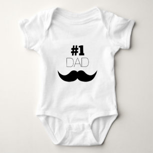 #1 Dad Black Mustache - Number One Baby Strampler