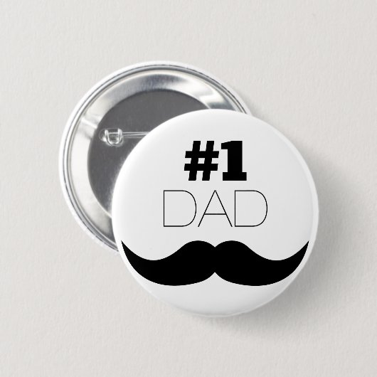 #1 Dad Black Mustache - Number One Button (Vorne & Hinten)