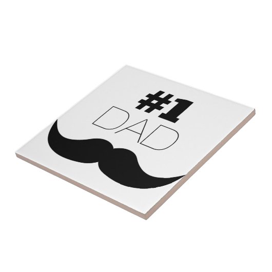 #1 Dad Black Mustache - Number One Fliese (Seite)