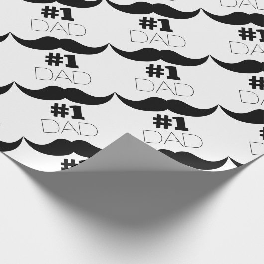 #1 Dad Black Mustache - Number One Geschenkpapier (Ecke)