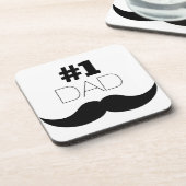 #1 Dad Black Mustache - Number One Getränkeuntersetzer (Linke Seite)